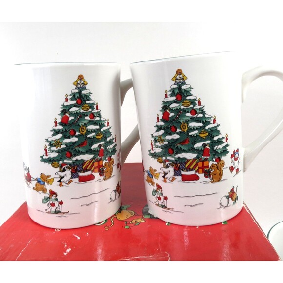 Perkins & Morley Magical Christmas Mugs 1997 Christmas Tree & Cartoon Animals - Picture 2 of 9